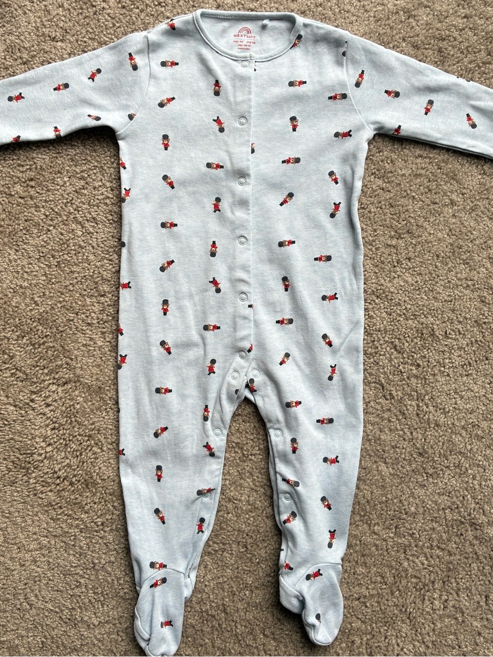 Next London Guard Teddy Bear Footed One-Piece Sleeper In Light Blue